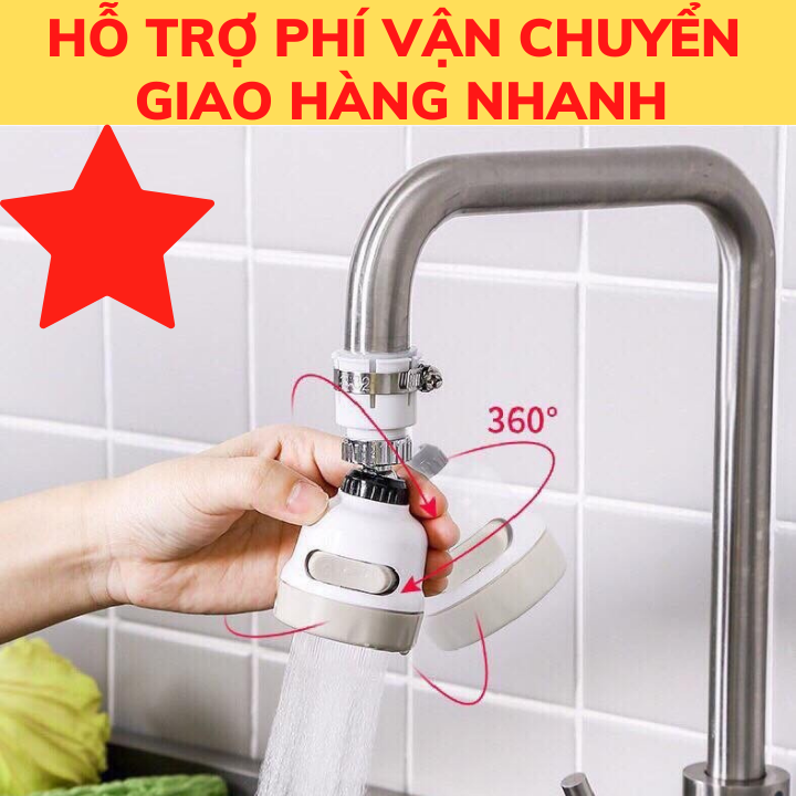 Đầu nối vòi rửa bát - vòi rửa chén tăng áp  - đầu gắn vòi nước rửa chén tăng áp  thông minh xoay 360 3 chế độ nước tiết kiệm nước - gia dụng