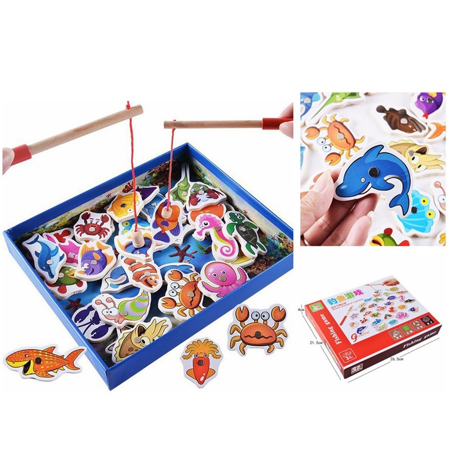 Bộ đồ chơi câu cá đại dương bằng gỗ 32 chi tiết có bể câu cho bé