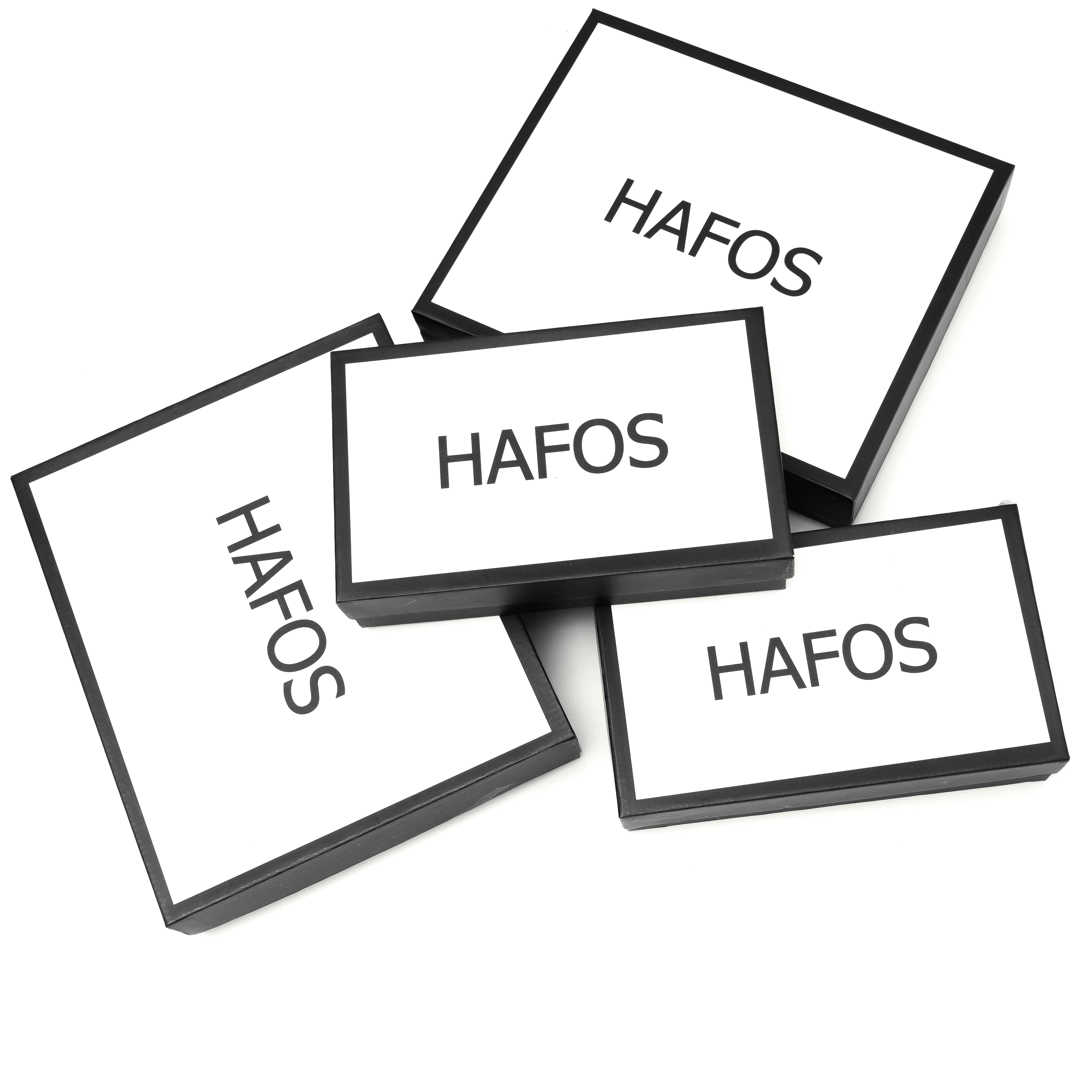 Hộp đóng gói Hafos chất liệu giấy couche cứng dày dặn, hạn chế gãy