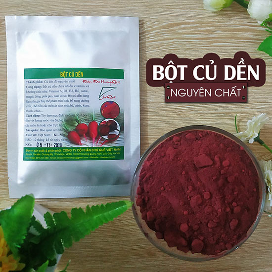 Bột Củ Dền Gói 50g nguyên chất 100% củ dền đỏ chuyên dùng để tạo màu thực phẩm cho các loại bánh kẹo, thạch, pha chế đồ uống