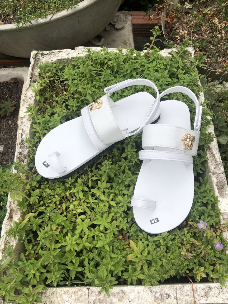 Sandal chíp chíp quai hậu nữ màu trắng quai trắng size từ 35 nữ đến 42 nữ