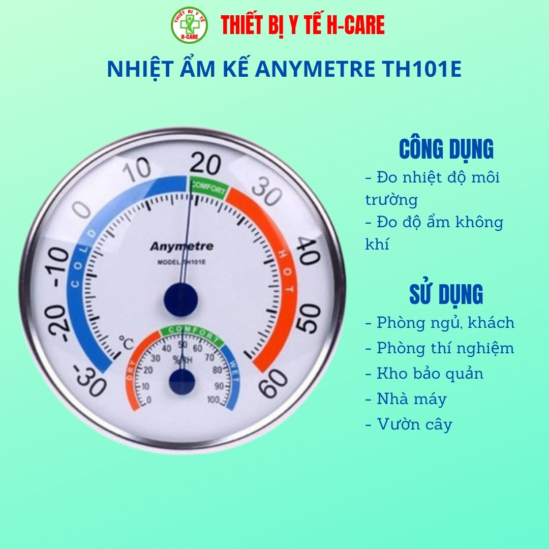 Nhiệt ẩm kế cơ học Tanita TT513/ Tanaka TH101E / Anymetre TH101E/ Thermometer TH101B, thiết bị đo nhiệt độ và độ ẩm trong phòng và ngoài trời tin cậy, chính xác, có thể để bàn, treo tường [TBYT H-Care]