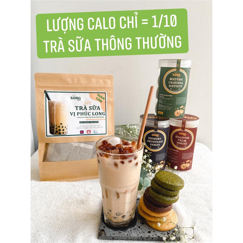 Set nguyên liệu trà sữa healthy vị phúc long có kèm trân châu