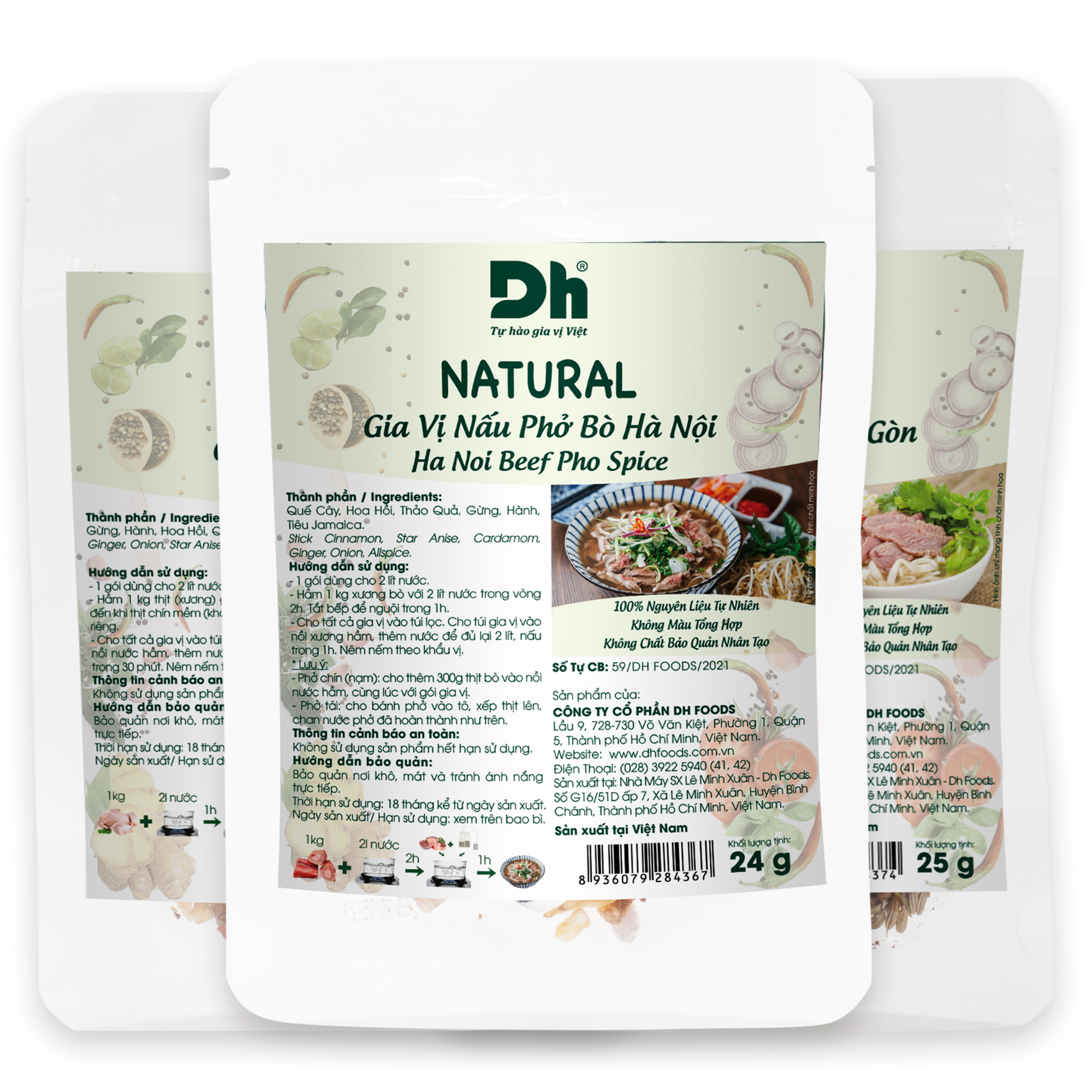 Combo 3 loại Natural Gia vị nấu phở - 23 gia vị Dh Foods