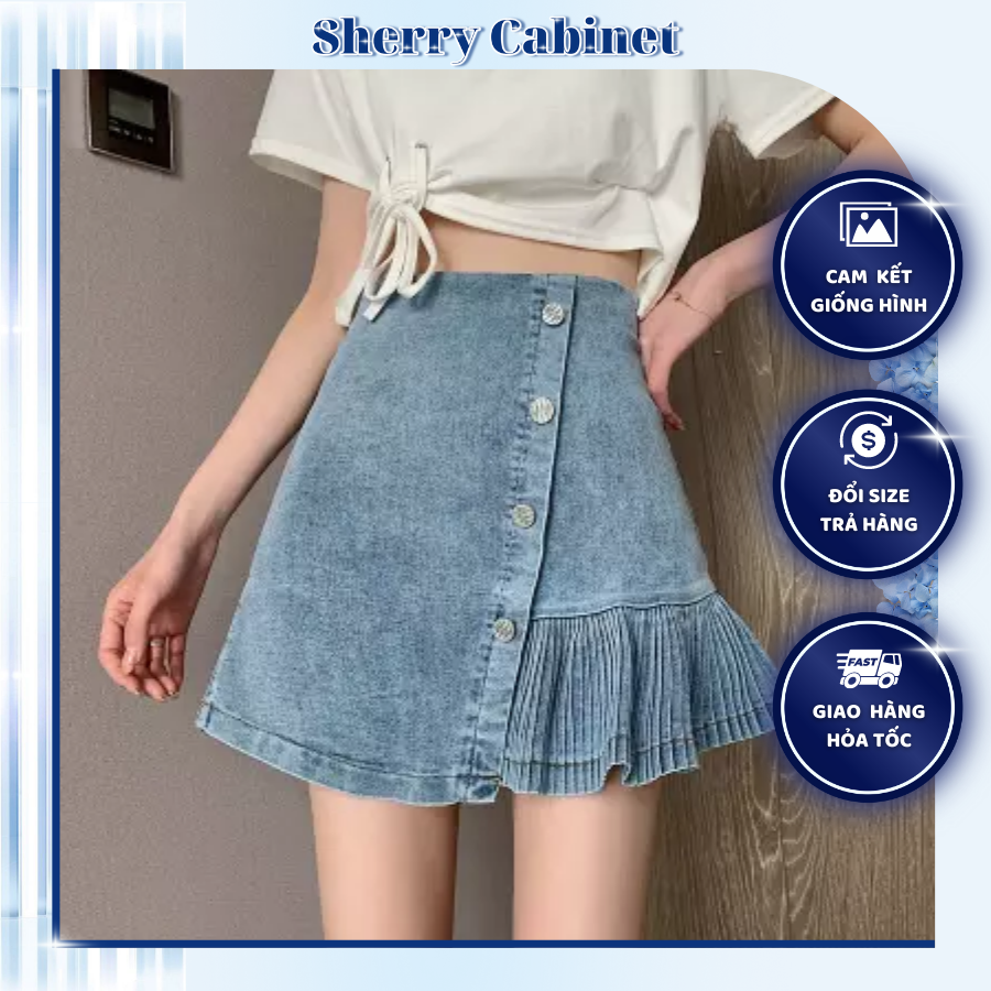 Chân Váy Bò Jeans Lưng Cao Denim Đuôi Cá Cúc Dọc Cá Tính [KÈM ẢNH THẬT]