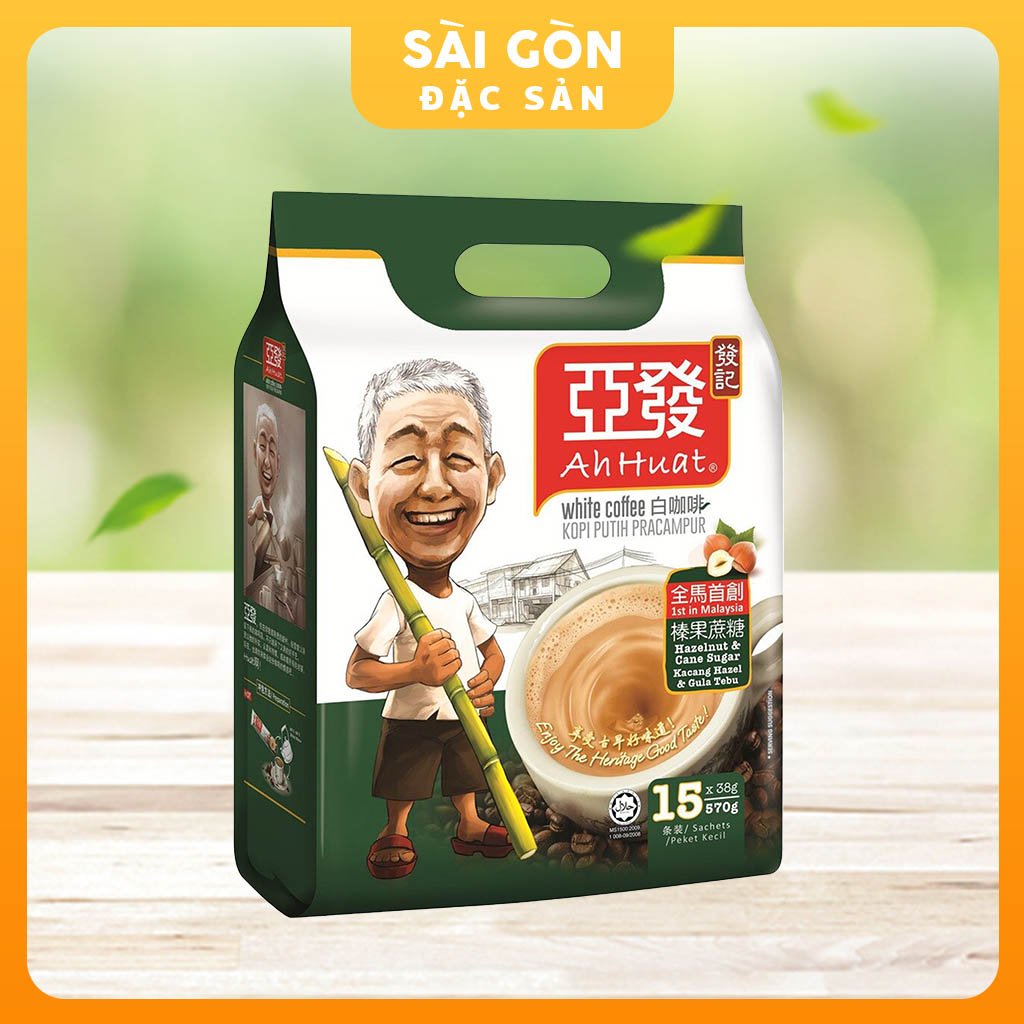 Cà phê trắng ông già hoà tan White Coffee Malaysia Hạt phỉ và đường mía