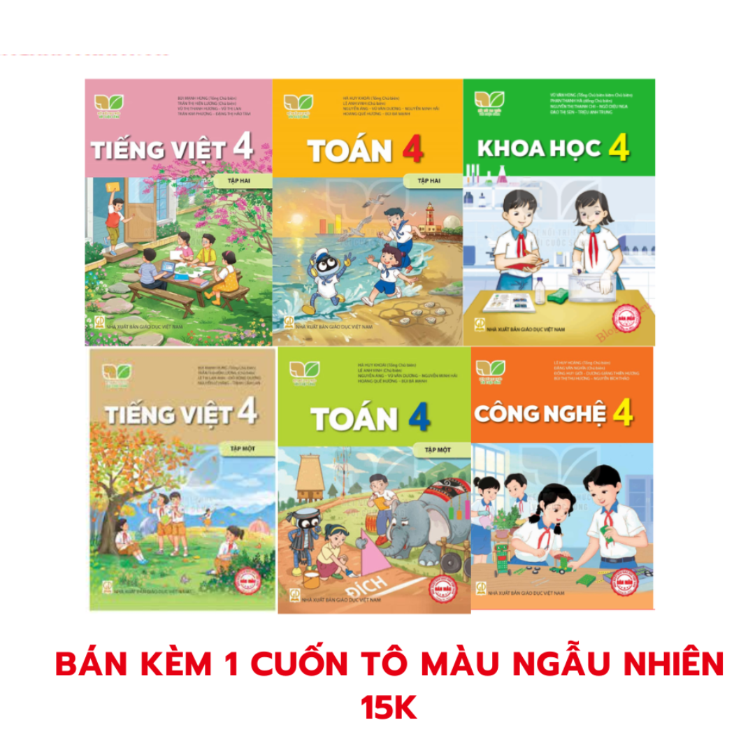 Sách - ( Kết nối ) : Tiếng Việt 4 tập 1,Tiếng Việt 4 tập 1, toán 4 tập 1, toán 4 tập 2 + Bán kèm 1 cuốn tô màu 15k
