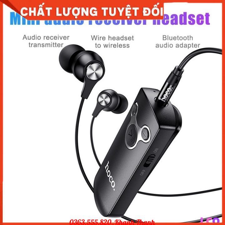 Tai nghe Bluetooth HOCO E52 Black/White Chính hãng (Tai nghe 2 bên, Kẹp áo, v5.0)