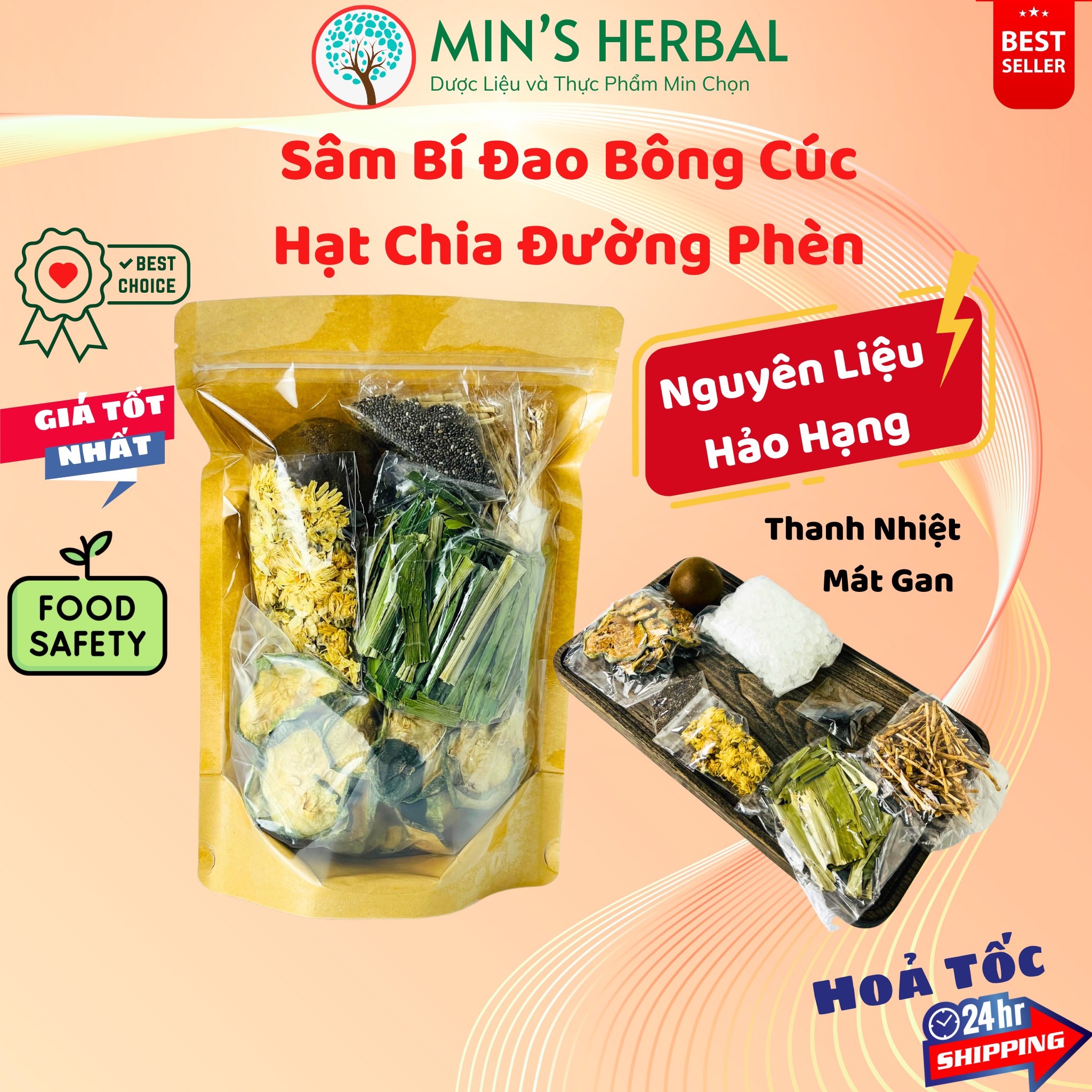 Set Nấu sâm Bí đao Bông cúc Hạt chia nguyên liệu hảo hạng 400g