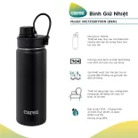 Bình Giữ Nhiệt Carez IBC725SK700N - Đen - 700ml, Inox 304, Không chứa BPA - Giữ nóng đến 8 tiếng, giữ lạnh đến 24 tiếng - Hàng chính hãng