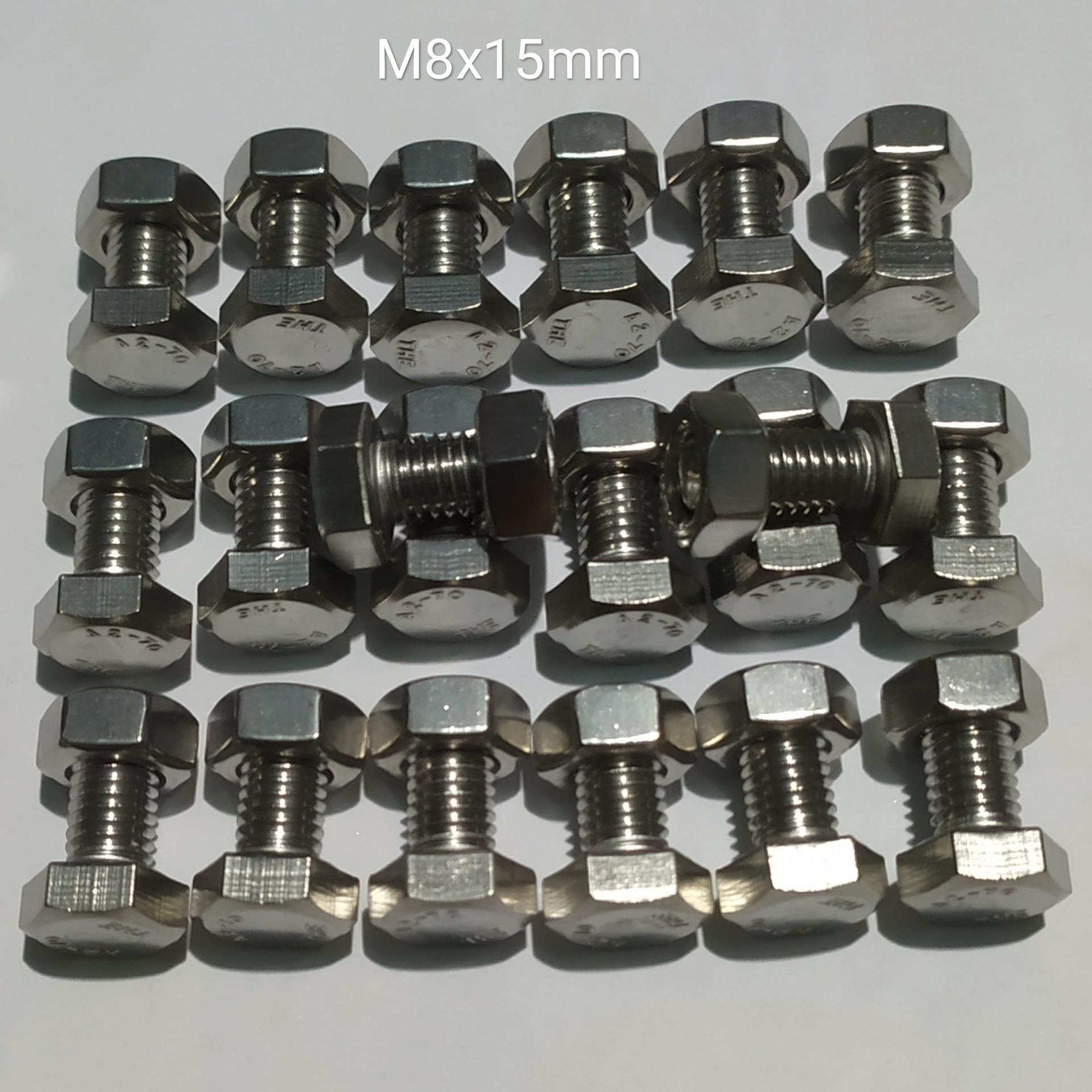 M8x15mm INOX 304 COMBO 20 Bu Long Con Tán INOX Chống Gỉ, 8 Li Một Phân Rưỡi