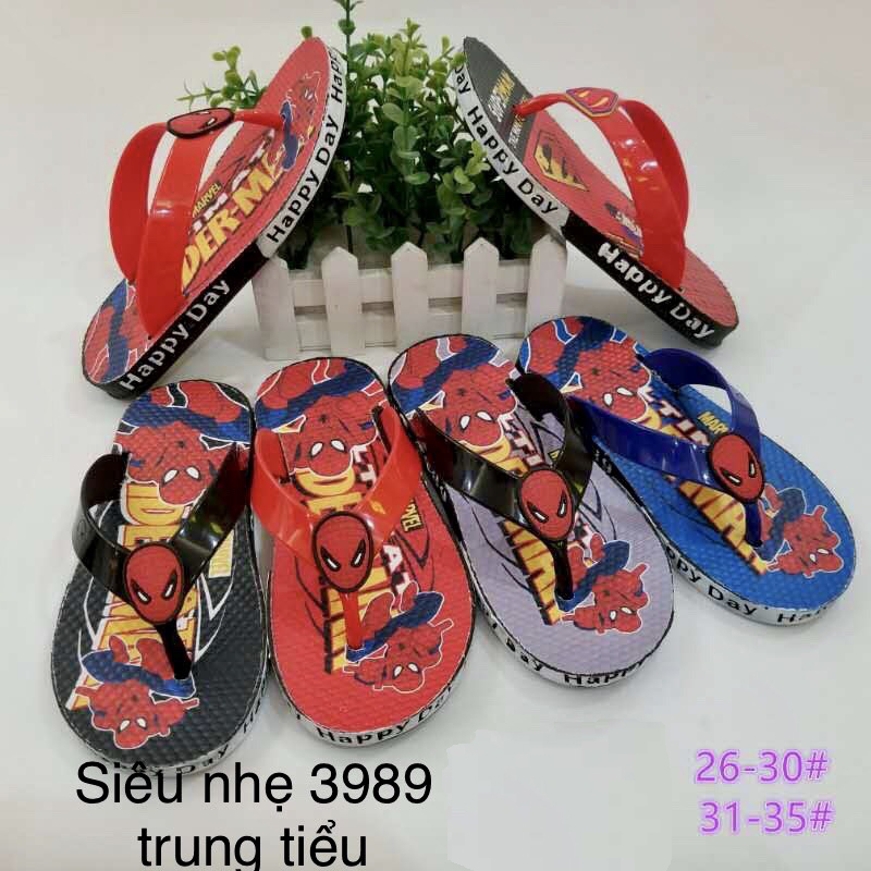 Tông kẹp xỏ ngón trẻ em bé trai spider man siêu nhân người nhện pvc nhựa cao su dẻo