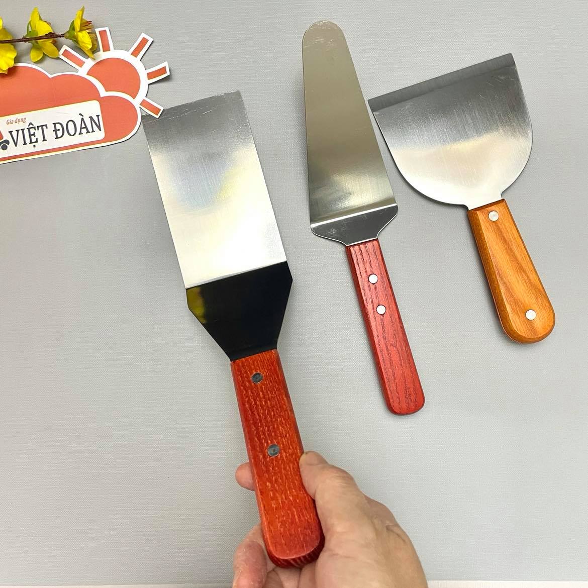Xẻng Xúc Bánh INOX DÀY KHÔNG RỈ- CÁN GỖ CAO CẤP- Đồ dùng làm bánh , dụng cụ nhà bếp đa năng