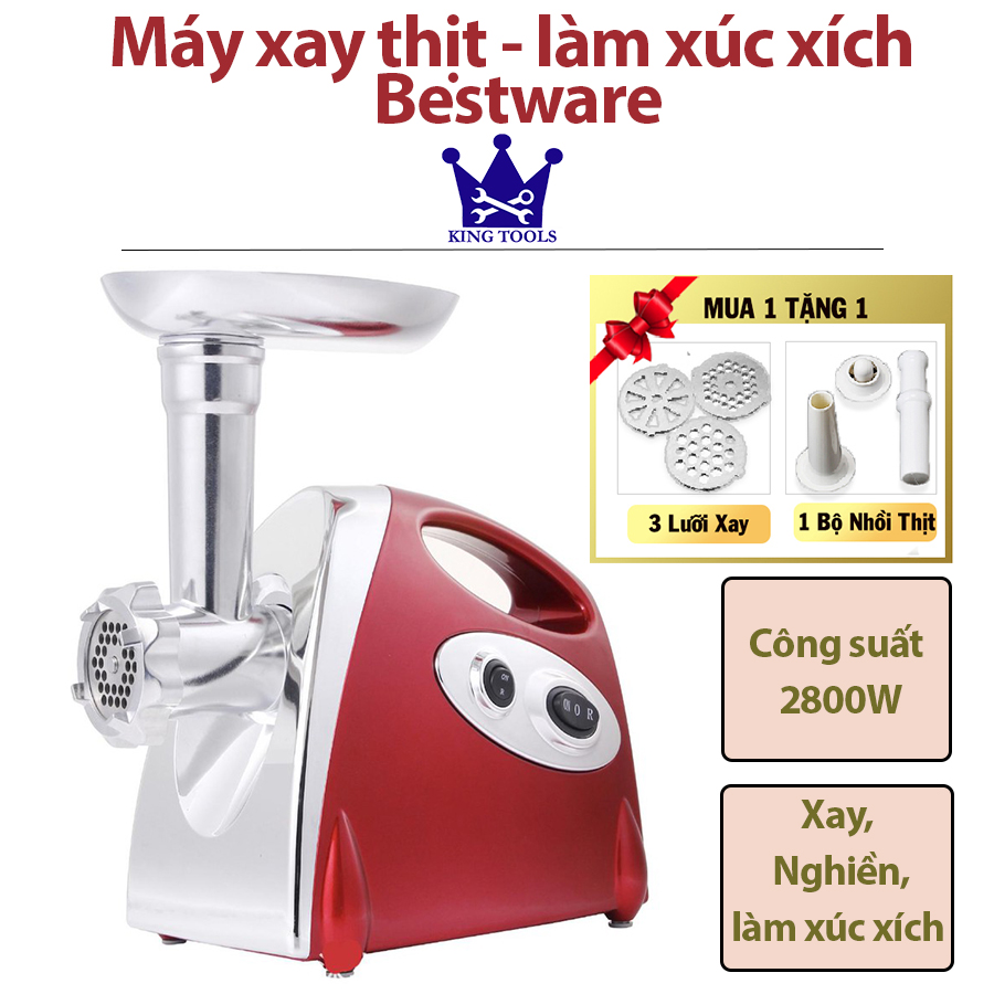 Máy làm xúc xích, giò, chả Bestware - Máy xay thịt tự động đa chức năng - Dễ dàng tháo rời vệ sinh - Bảo hành 12 tháng