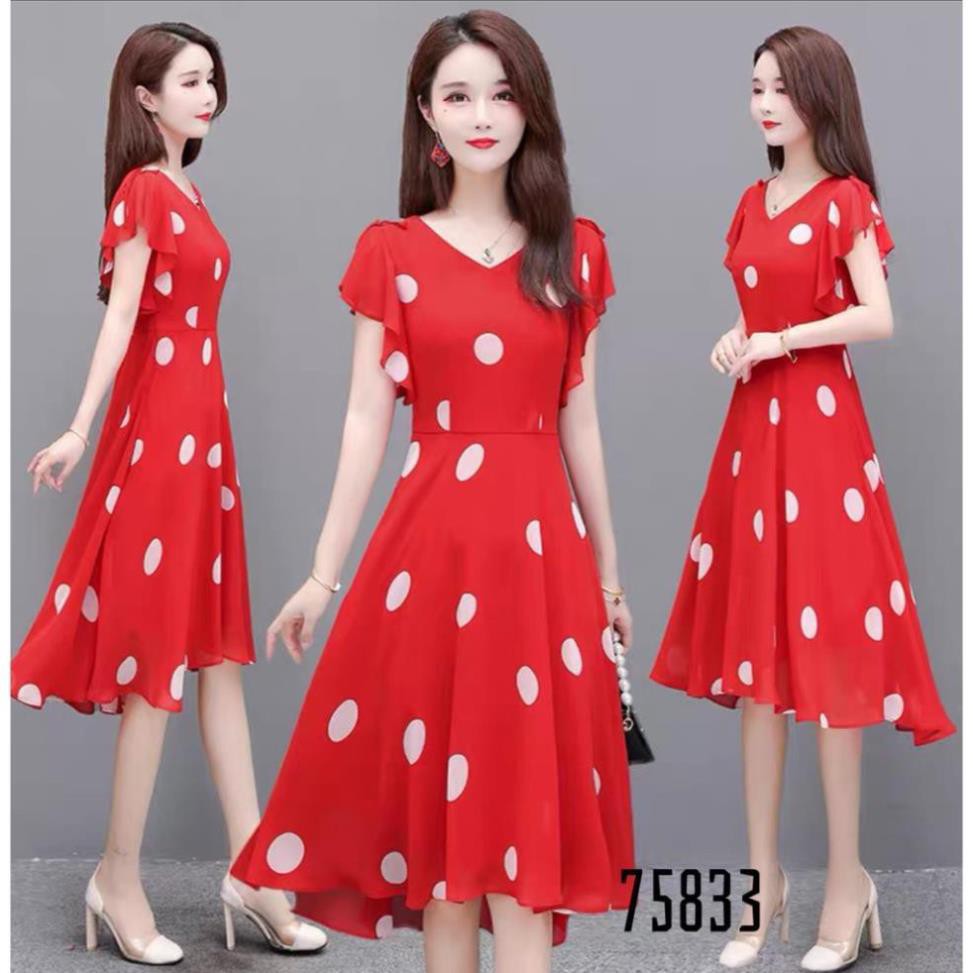 Đầm lụa bi xòe cánh tiên siêu xinh 75833