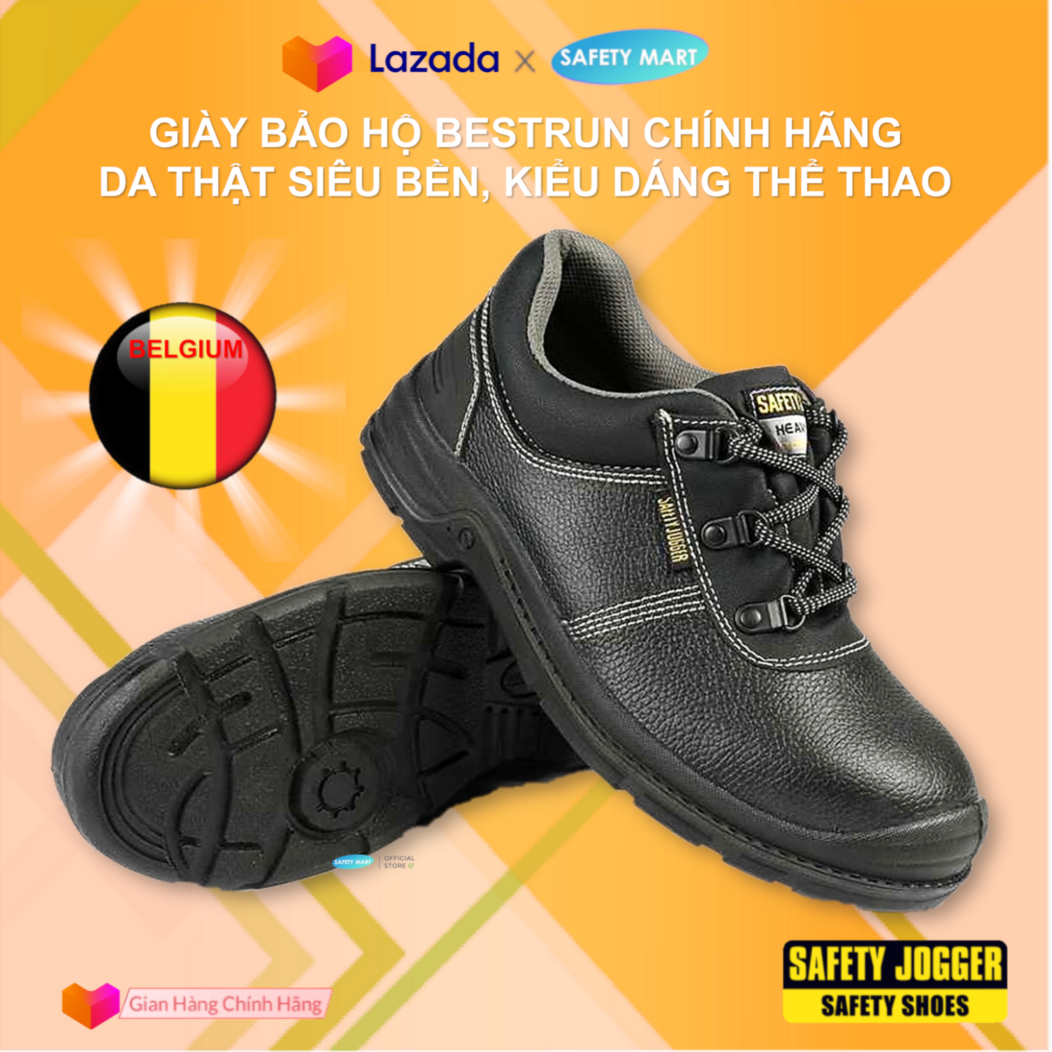 Giày bảo hộ lao động nam safety jogger bestrun s3 nhập khẩu, giày mũi thép đế thép da bò thât kiểu dáng thể thao chống va đập đế chống đâm xuyên - safety mart official