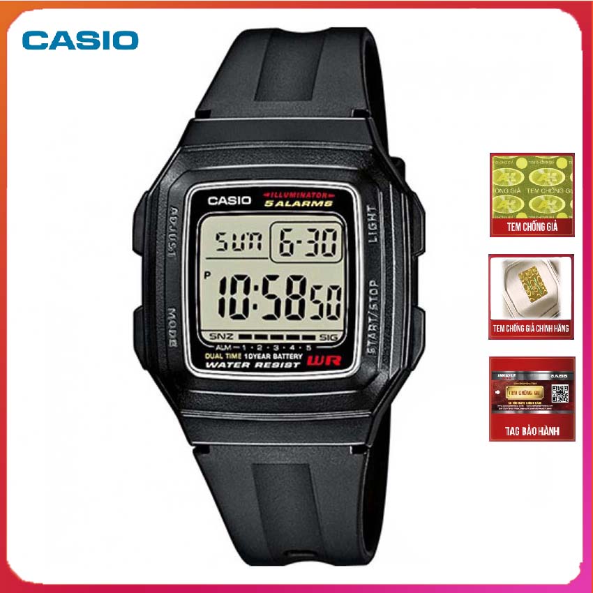 Đồng hồ nam casio f-201wa-1adf dây nhựa