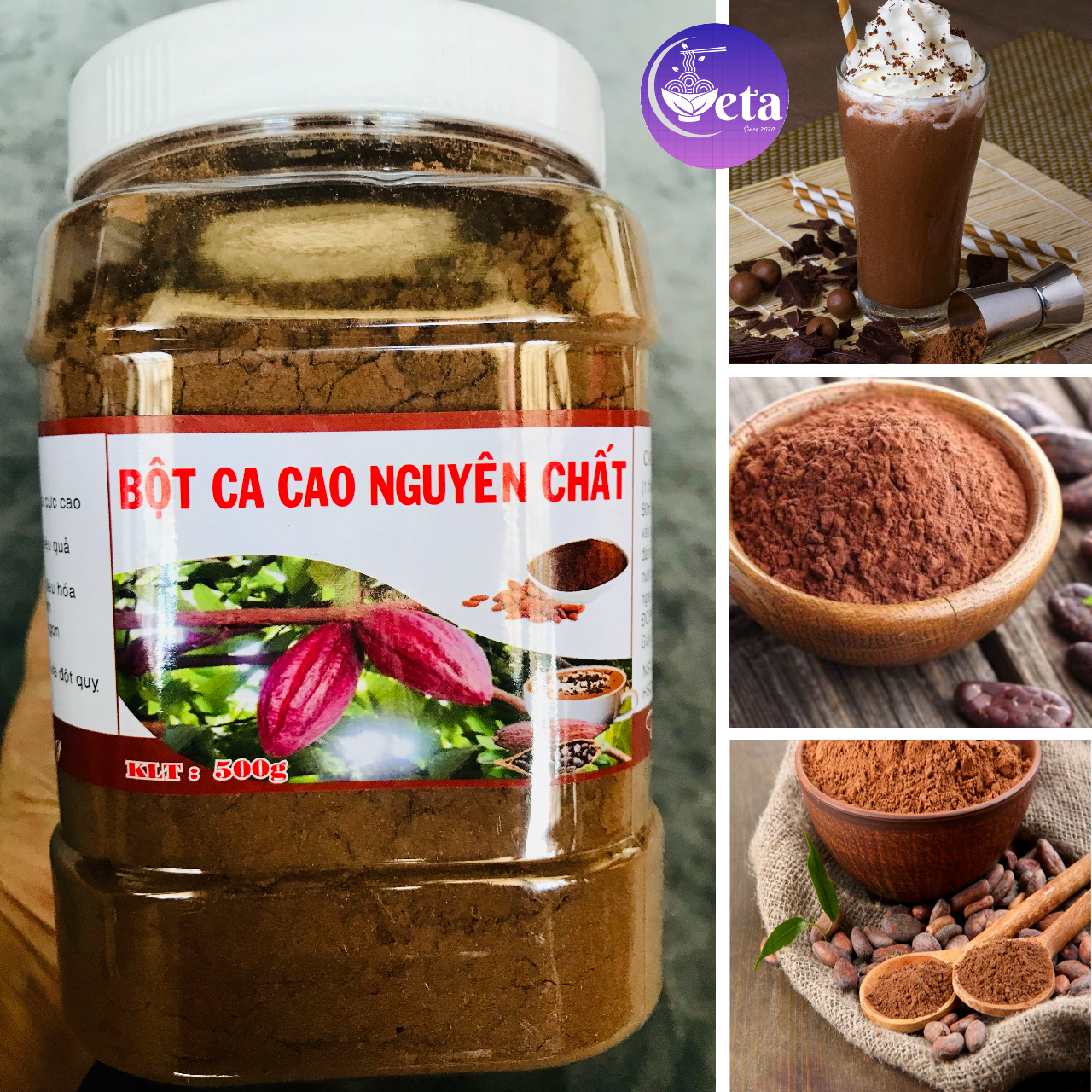 Bột cacao Đắc Lắc nguyên chất 500gr/Hộp - Ca cao daklak cam kết hàng chuẩn, thức uống Keto - hcm, đồng nai