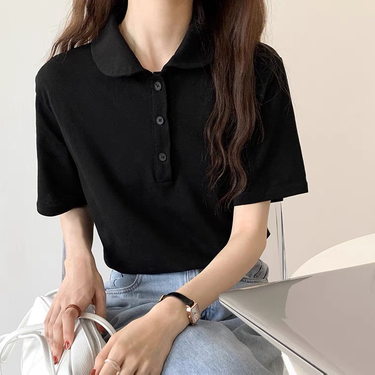 Áo polo croptop nữ vải cotton co giãn thoáng mát croptop ngắn tay thun đẹp i'm basic