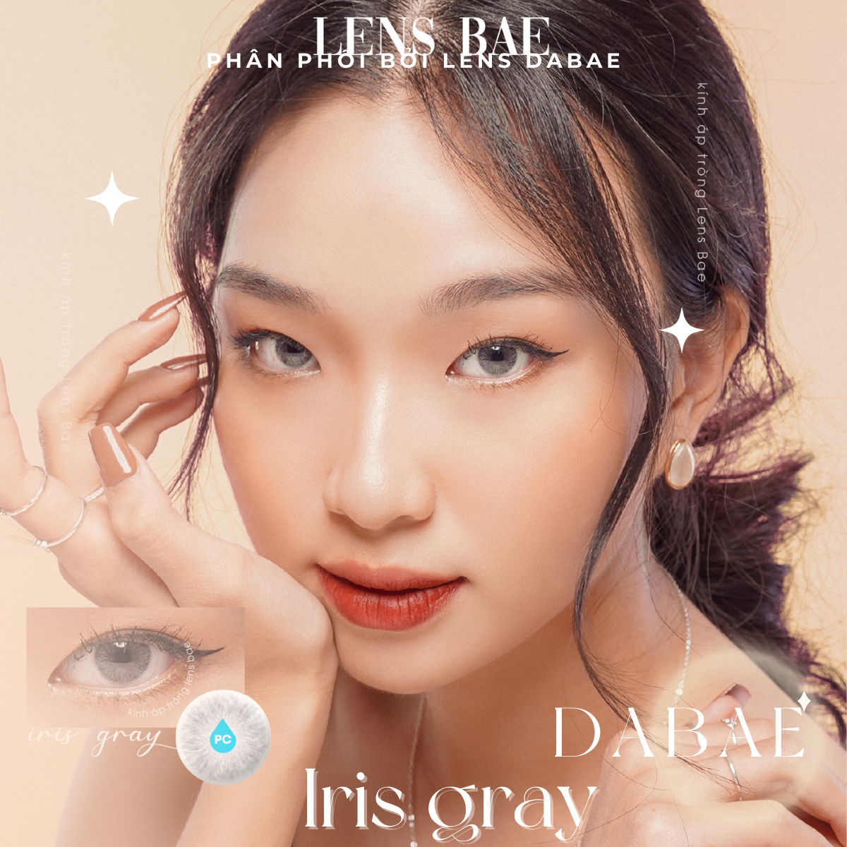kính áp tròng cận Hàn Quốc lens xám tự nhiên áp tròng cho mắt nhạy cảm IRIS GRAY chất liệu PC Hydrogel DABAE  | Hãng Sieta