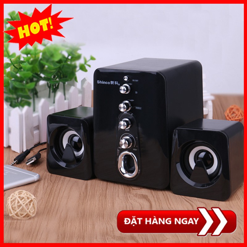 Loa vi tính, loa nghe nhạc, loa để bàn, bộ 3 loa máy tính 2.1 âm thanh 3d shinco hc-807
