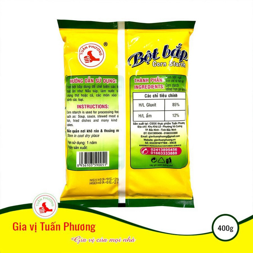 Bột Bắp Tuấn Phương 400g nguyên liệu làm bánh, nấu chè...