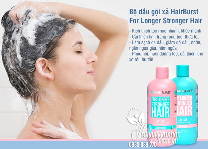 Set Hairburst Gội Xả For Longer Stronger Hair Kích Thích Mọc Tóc (Dầu Gội 350ml + Dầu Xả 350ml)