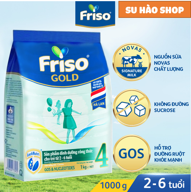 SỮA BỘT FRISO GOLD 4 túi 1KG- sữa bột cho trẻ từ 2-6 tuối