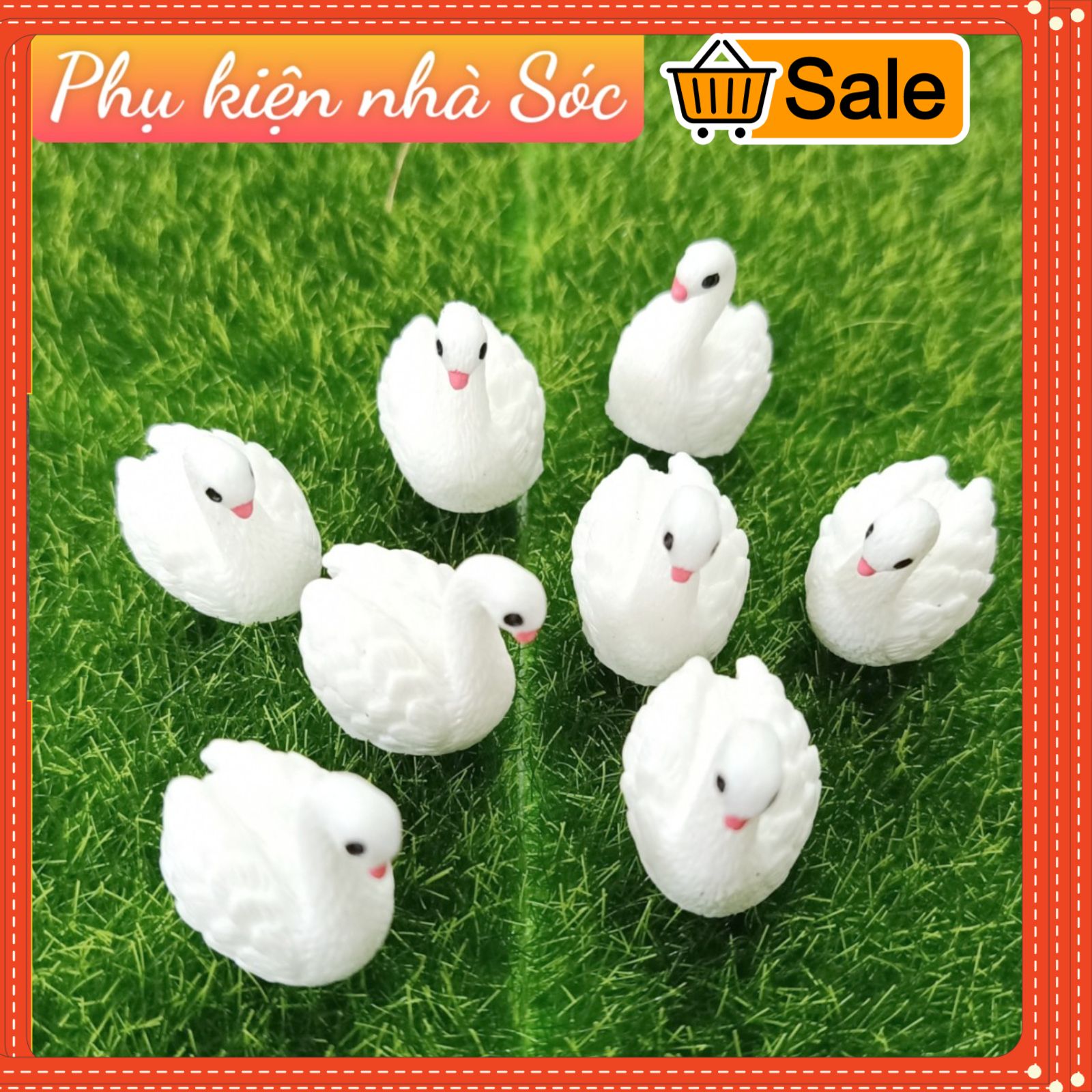 Thiên nga trắng mini trang trí tiểu cảnh dễ thương