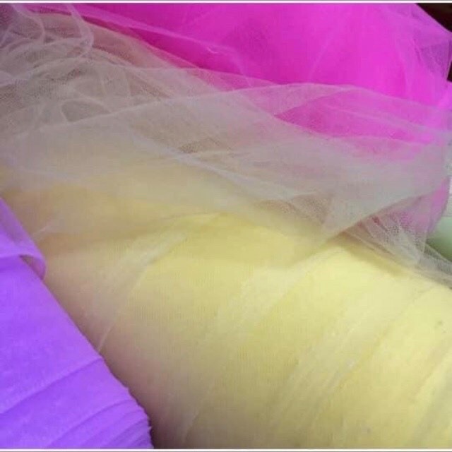 Combo 5 m Vải voan lưới khổ 1,5m màu vàng nhạt