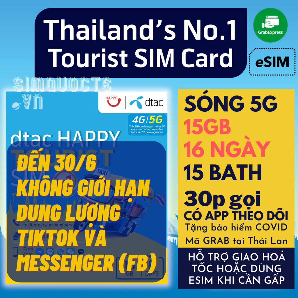 THẺ TRUY CẬP INTERNET SIM DU LỊCH THÁI LAN KHÔNG GIỚI HẠN DATA 15 NGÀY