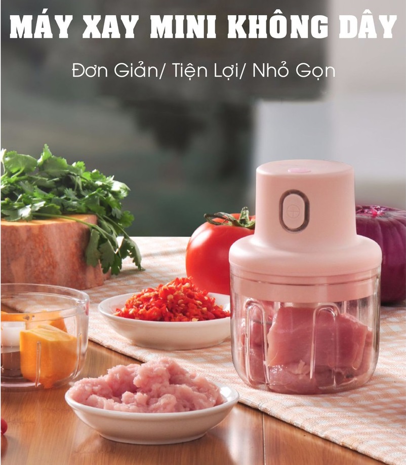 ( HÀNG TỐT ) MÁY XAY MINI SẠC ĐIỆN XAY HÀNH, TỎI, RAU CỦ DUNG TÍCH 250ML - MÁY XAY TỎI ỚT ĐA NĂNG TÍCH ĐIỆN ( TÍCH ĐIỆN ) - MÁY SAY THỊT ĐA NĂNG CAO CẤP