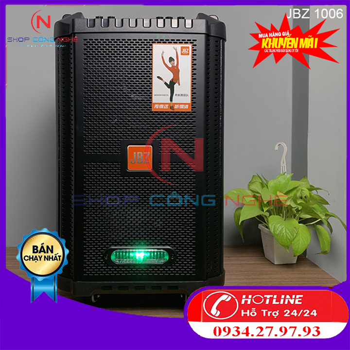 [HCM]LOA KÉO Bluetooth JBZ 1006  Bass 3 Tấc Tặng Kèm 2 Micro hát karaoke CỰC hay