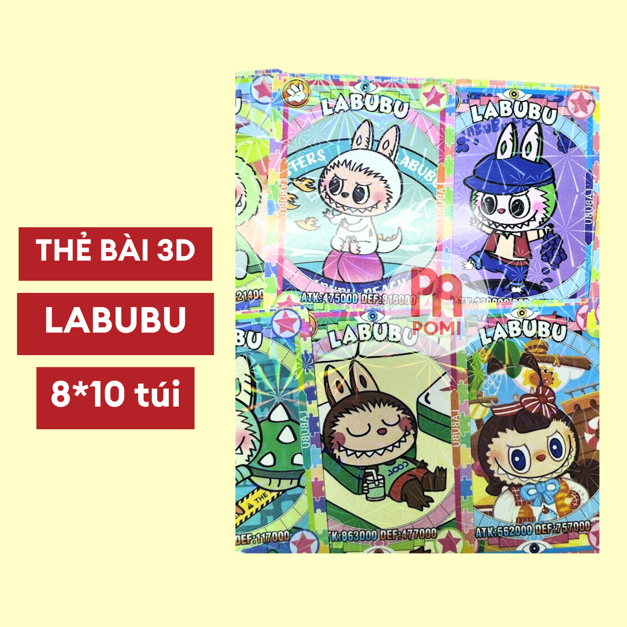 Set 80 thẻ bài Labubu 3D vip cực đẹp - Mẫu ngẫu nhiên - POMI