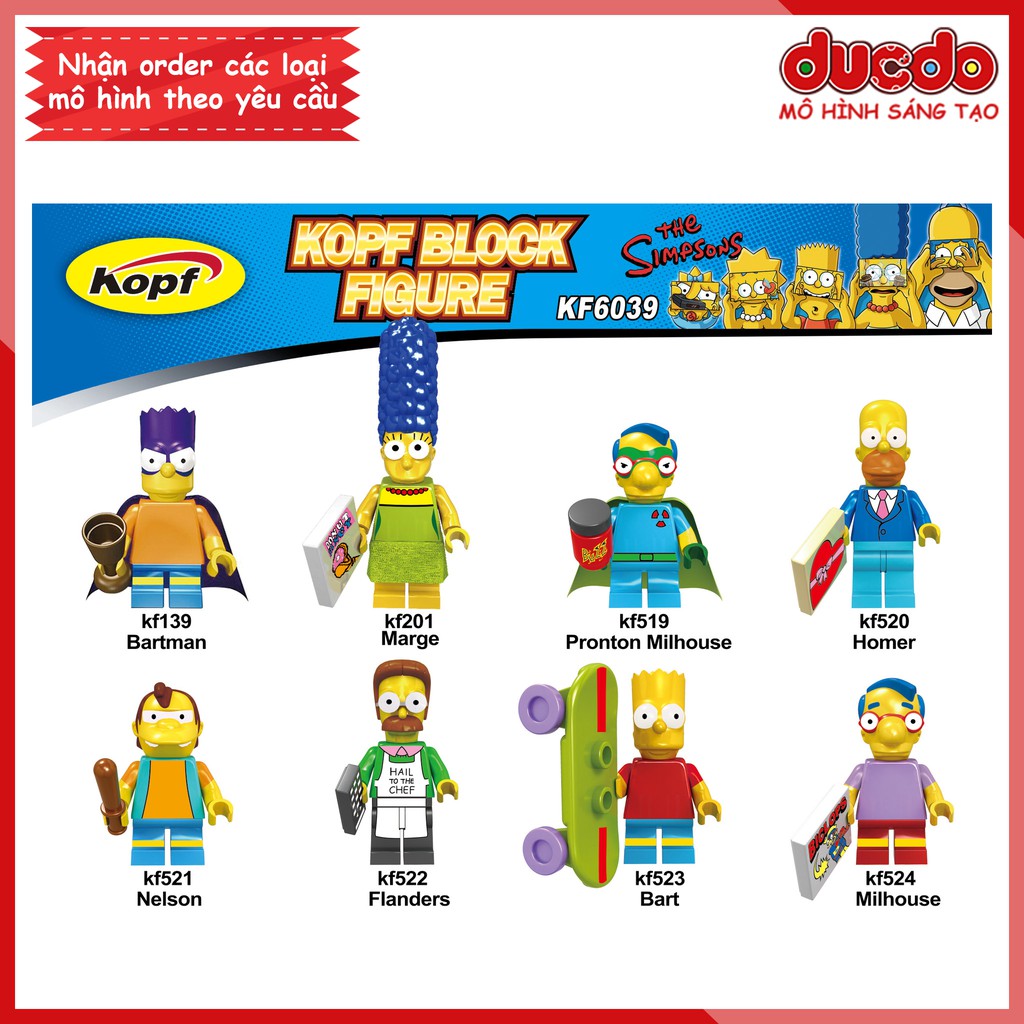 Minifigures các nhân vật Gia đình Simpson mới - Đồ chơi Lắp ghép Mini The Simpson KF6039 Mô hình