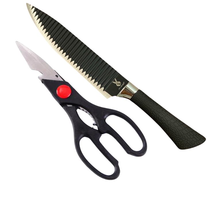 Bộ Dao + Kéo nhà bếp Siêu bén- thép cứng không gỉ gia công kỷ bền bỉ khi sử dụng-bộ dao kéo nhà bếp giá rẻ.