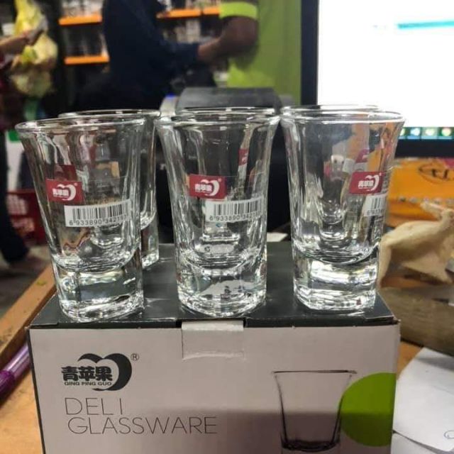 Bộ 6 chén uống rượu mắt trâu đế dầy cao cấp