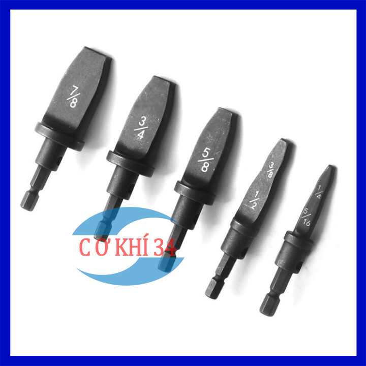 Bộ 5 Loe Ống Đồng, Bộ Lã Ống Đồng Bằng Khoan Chuôi Lục Giác