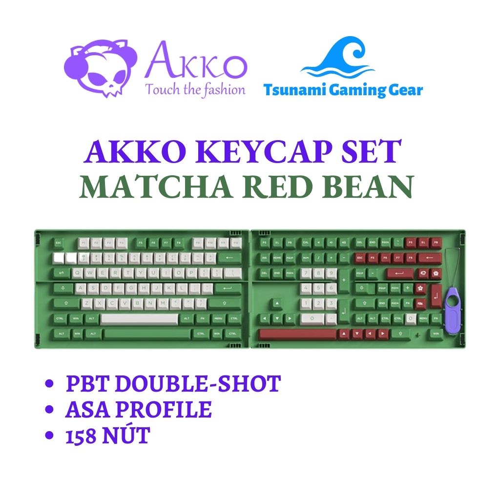 Bộ keycap AKKO Matcha Red Bean (PBT Double-Shot/ ASA profile/ 158 nút)