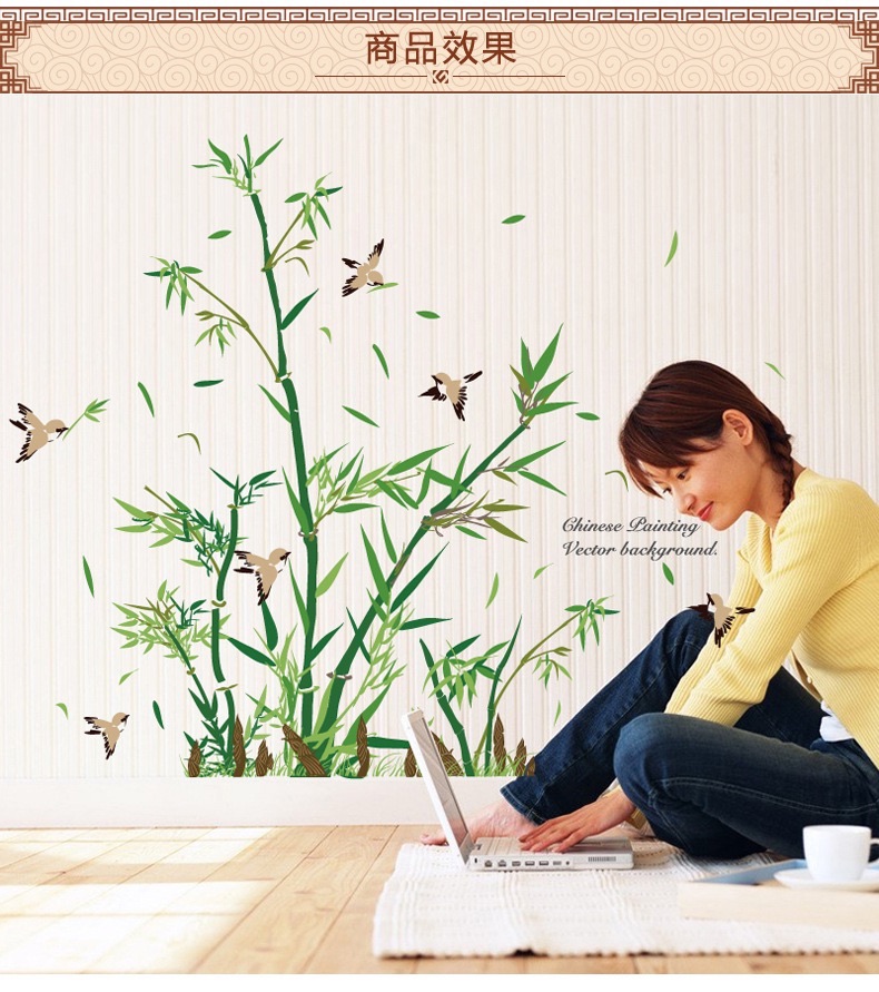 Decal tranh dán tường cây tre xanh