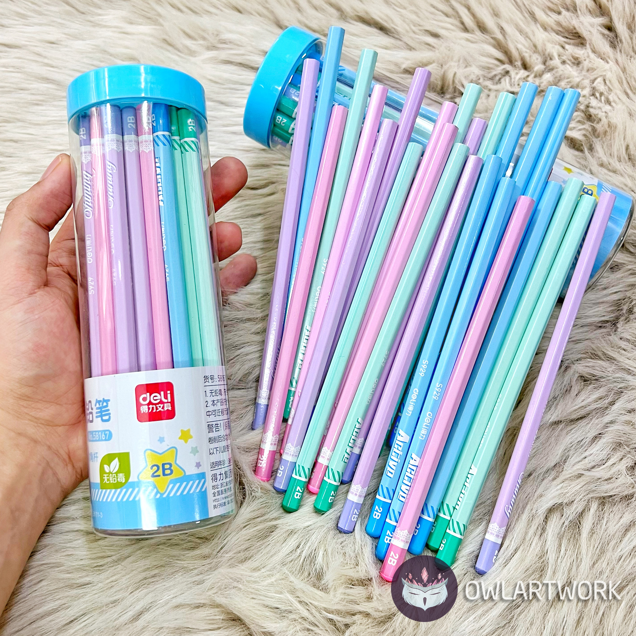 Bút chì lục giác Deli thân gỗ màu Pastel - loại 2B/HB