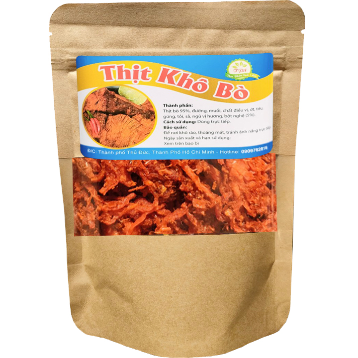 Khô Bò Sợi Thơm Ngon Hiệu TPS Bịch 40g - THực Phẩm Sạch