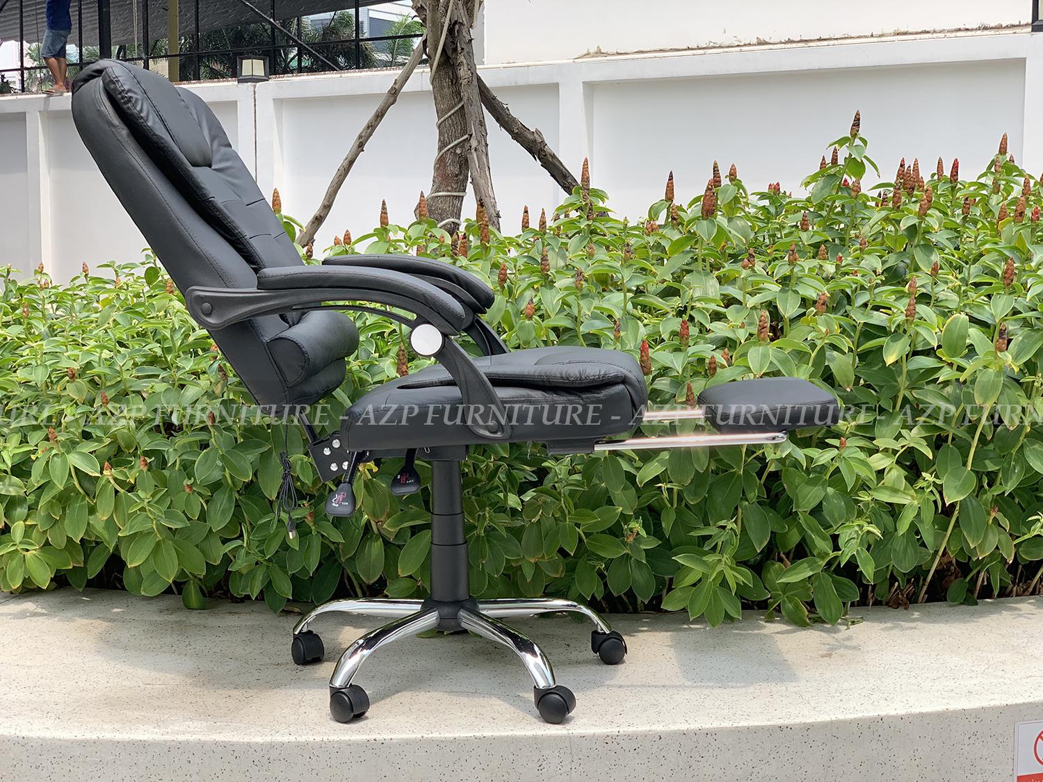 Ghế văn phòng game thủ hàng nhập khẩu, ngả lưng, matxa, gác chân, siêu êm azp furniture 123-đen