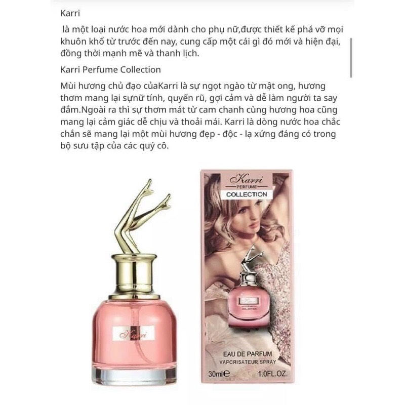 Nước hoa nữ KARRI hàng nội địa Trung 30ml thơm lâu giữ hương thơm lâu