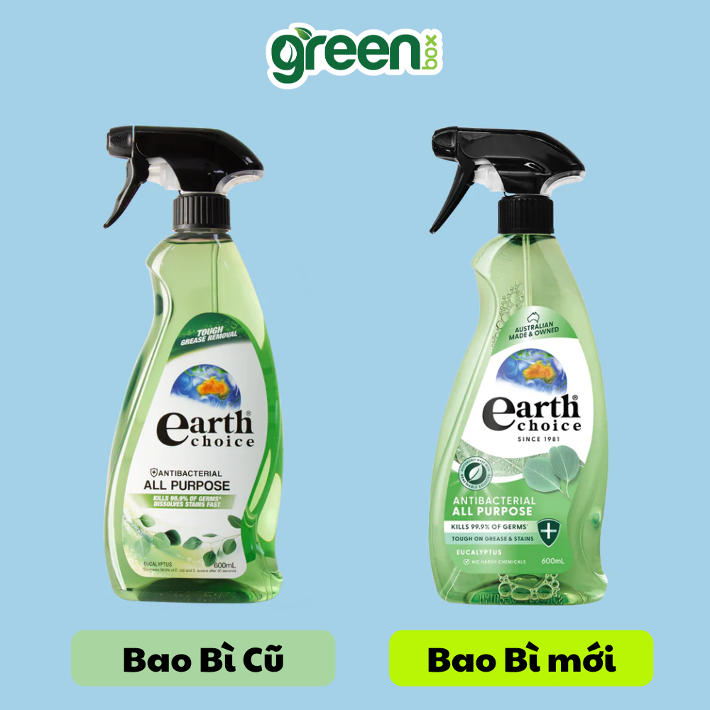 Nước lau đa năng earth choice kháng khuẩn, làm sạch bụi bẩn và lưu lại mùi hương bạch đàn dung tích 600ml