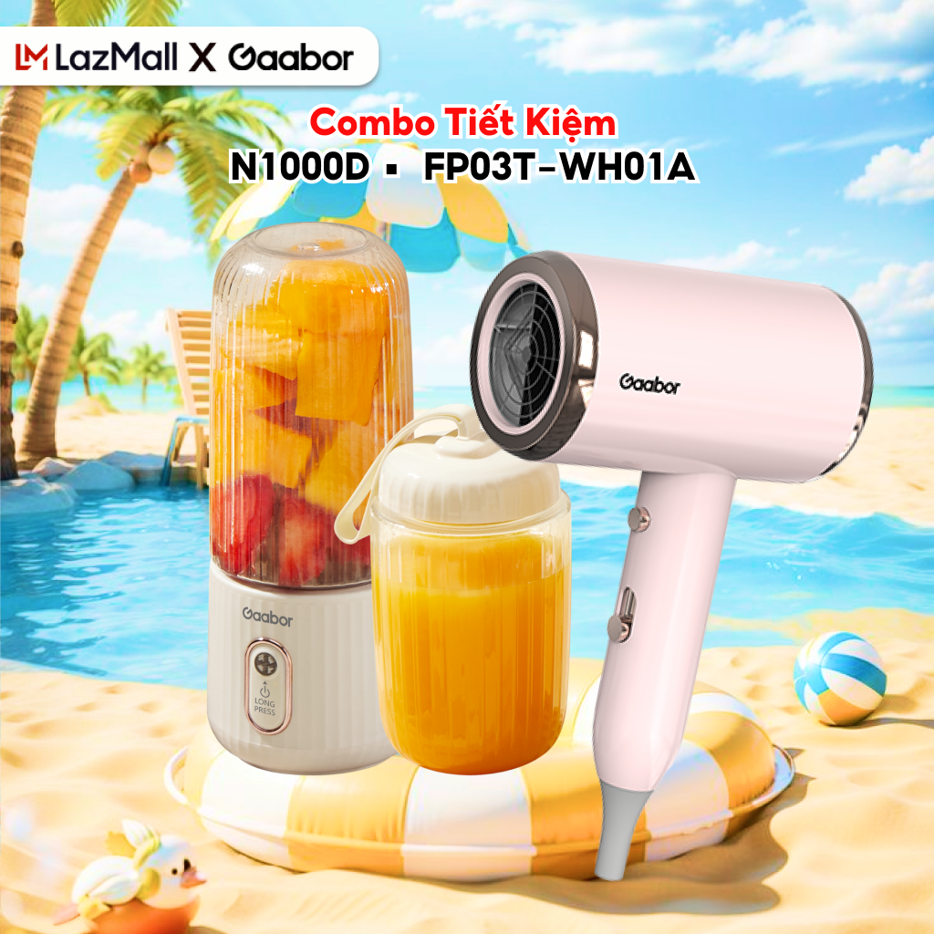 Combo 335 Cốc xay sinh tố cầm tay FP03T-WH01A và máy sấy tóc ánh sáng xanh N1000D - Bảo hành 1 đổi 1