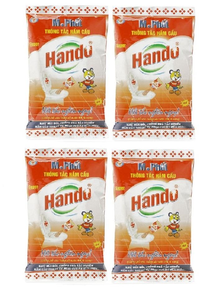 [HCM]Bộ 4 gói bột thông tắc hầm cầu Hando 215g (Đỏ) MSS15