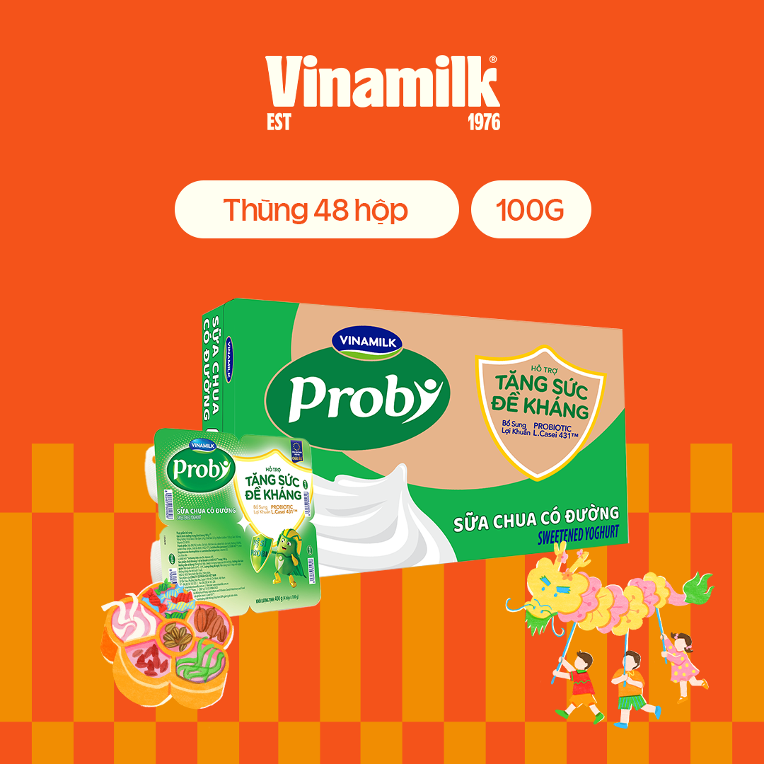 Thùng 48 hộp Sữa chua ăn Probi có đường hộp Yogurt 100g