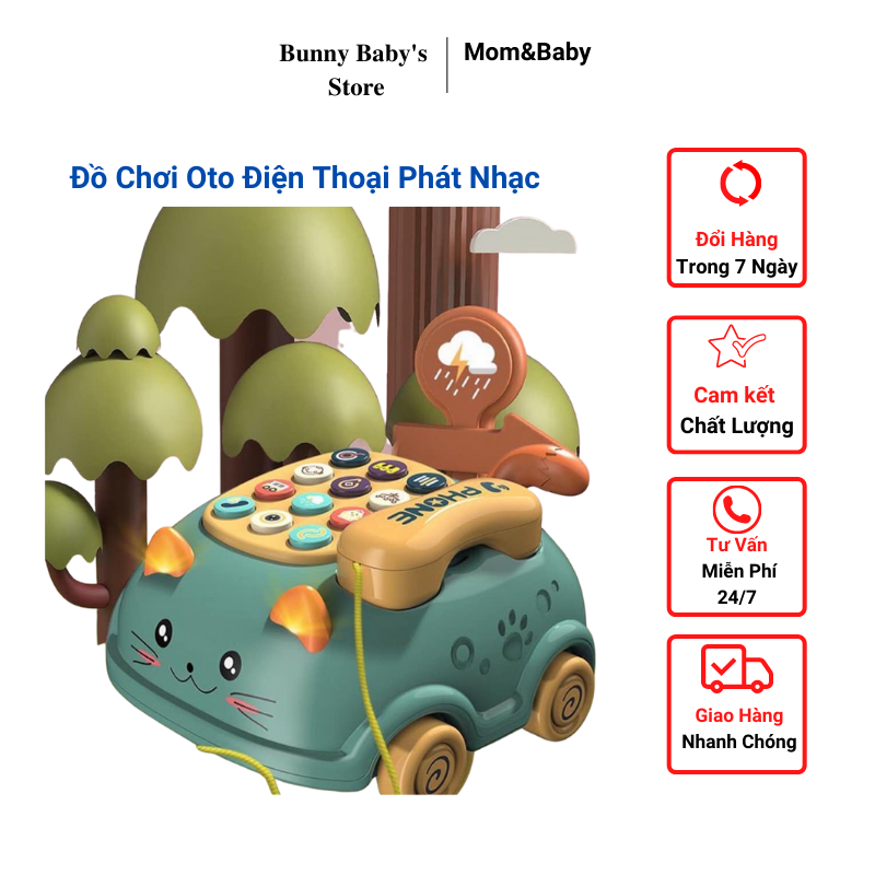 Đồ chơi Trẻ Em, Đồ Chơi Điện Thoại Phát Nhạc Cho Bé Hình Mèo Ngộ Nghĩnh -Bunnybabystore