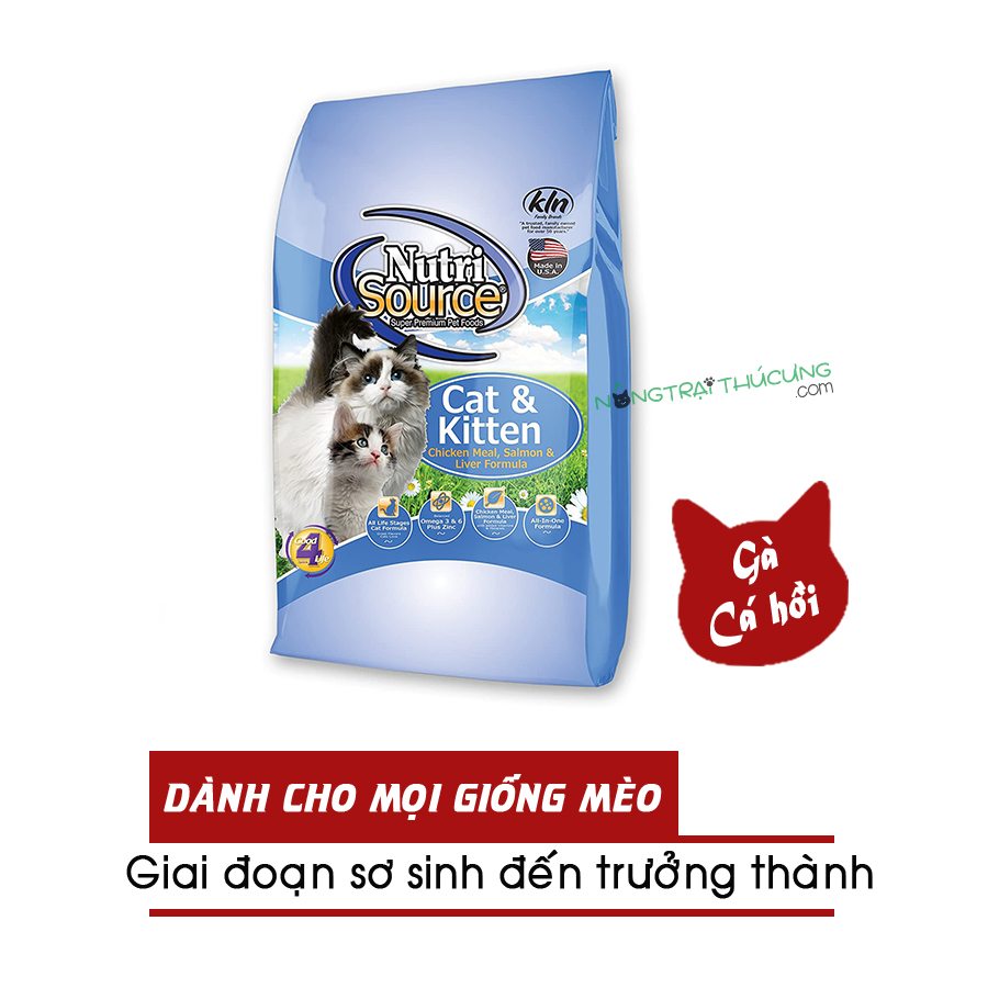 Thức ăn hạt cho mèo NUTRISOURCE Cat & Kitten Chicken & Salmon & Liver - [Nông Trại Thú Cưng]